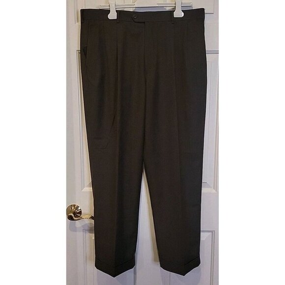 Perry Ellis America Mens 38x30 Brown Dress Pants Pleated Cuffed EUC 300 80s - Picture 1 of 8